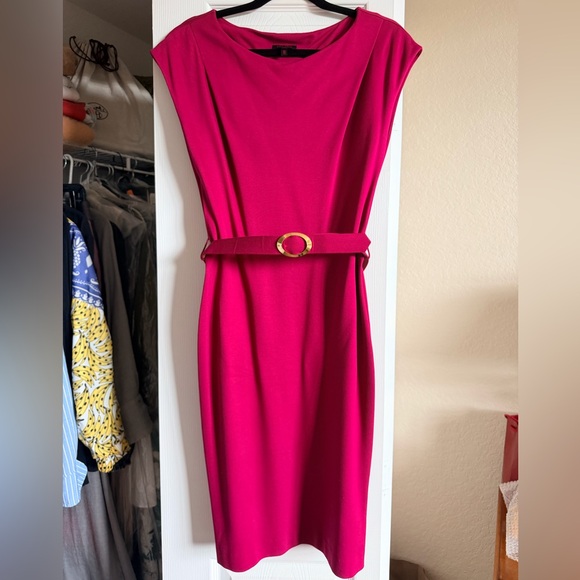 Escada Fuchsia Belted Midi Dress - Picture 2 of 6